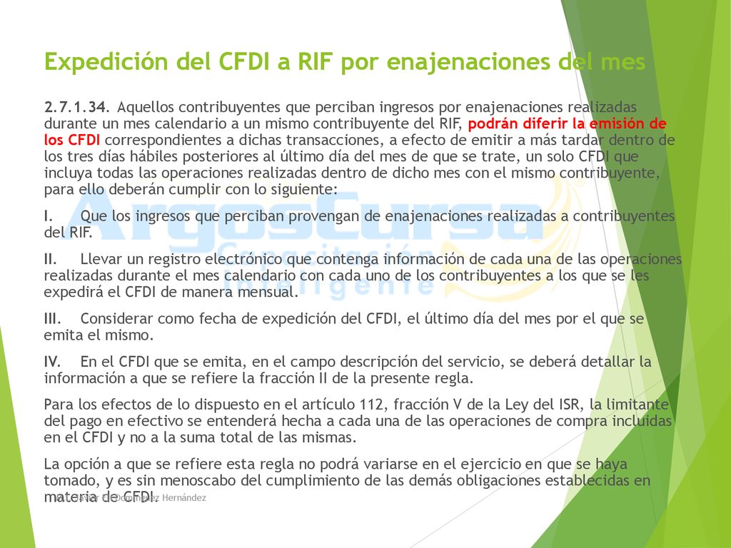 Expedición del CFDI a RIF por enajenaciones del mes