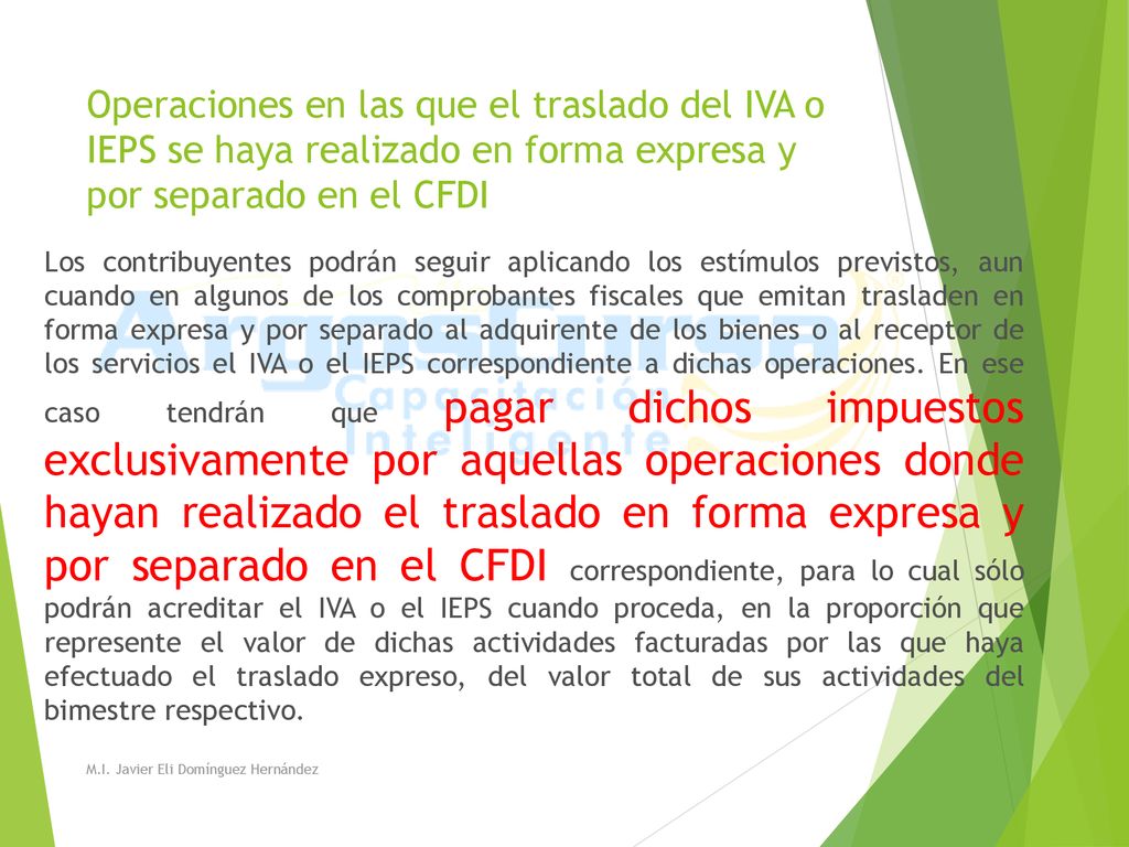 Operaciones en las que el traslado del IVA o IEPS se haya realizado en forma expresa y por separado en el CFDI
