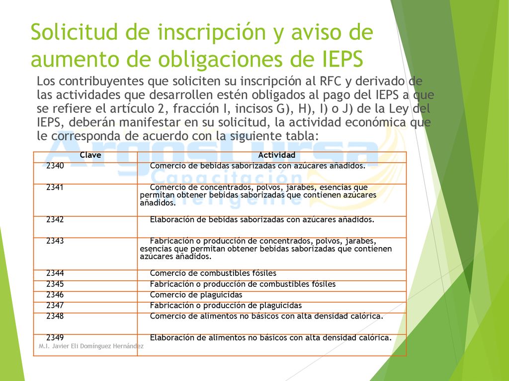 Solicitud de inscripción y aviso de aumento de obligaciones de IEPS