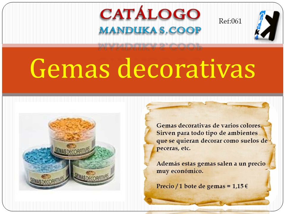 Gemas decorativas Ref:061 Gemas decorativas de varios colores.