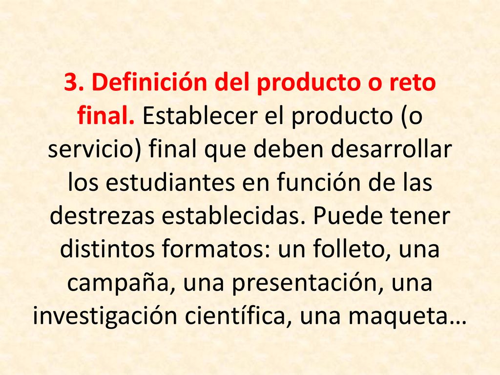 3. Definición del producto o reto final