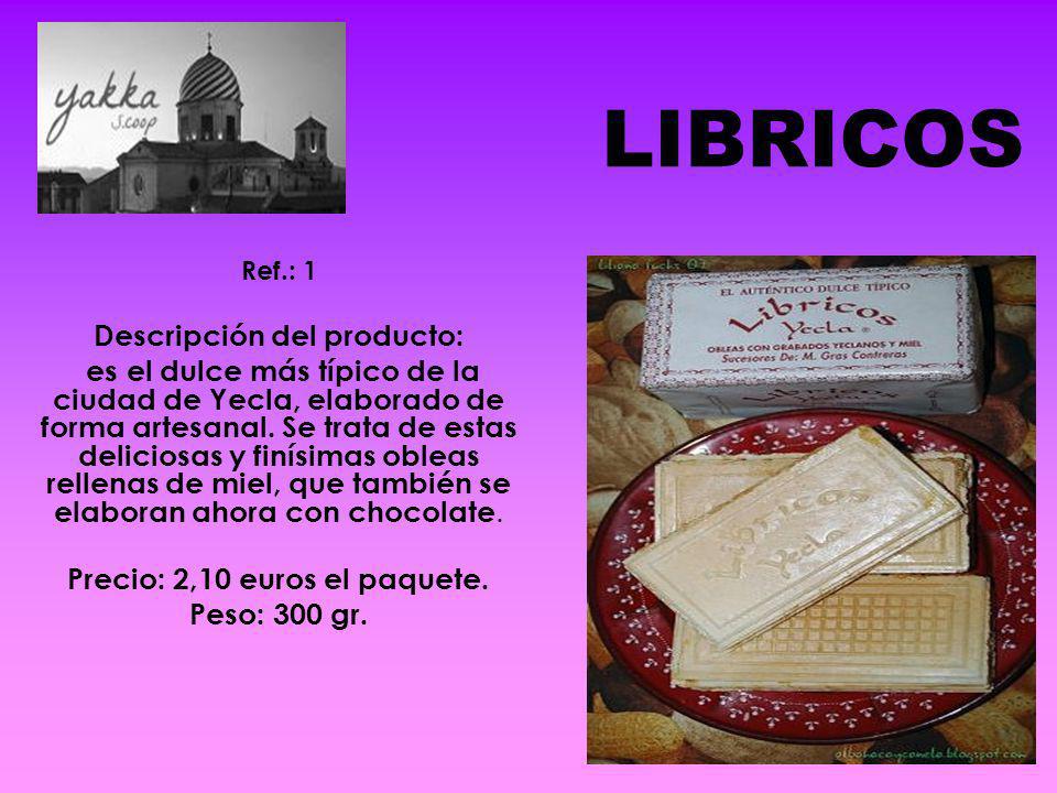 Descripción del producto: Precio: 2,10 euros el paquete.