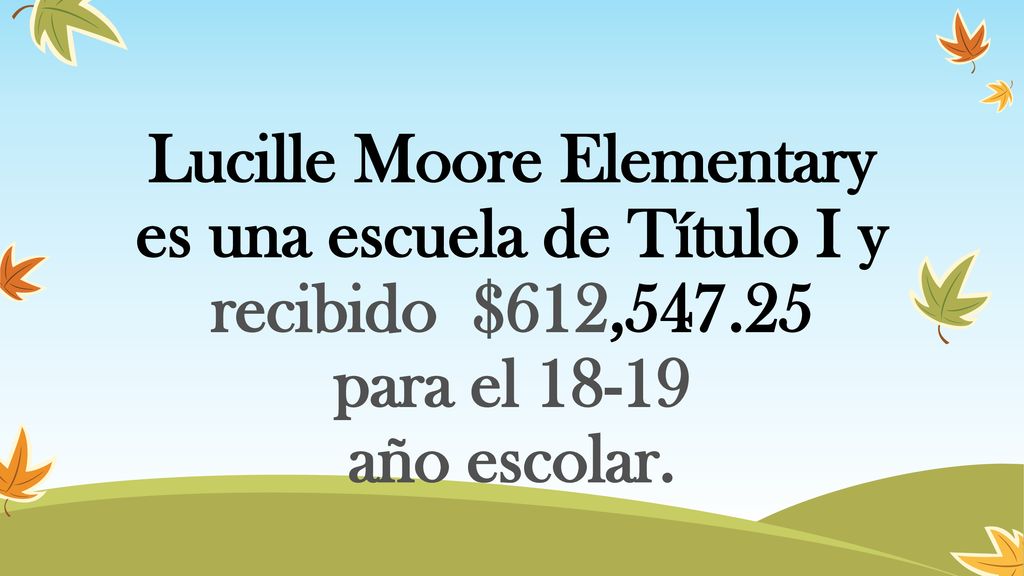Lucille Moore Elementary es una escuela de Título I y recibido $612, para el año escolar.