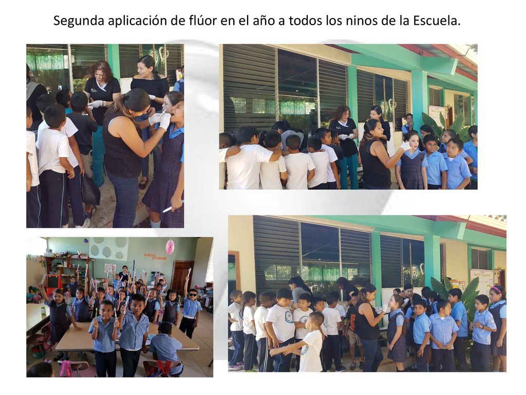 Segunda aplicación de flúor en el año a todos los ninos de la Escuela.