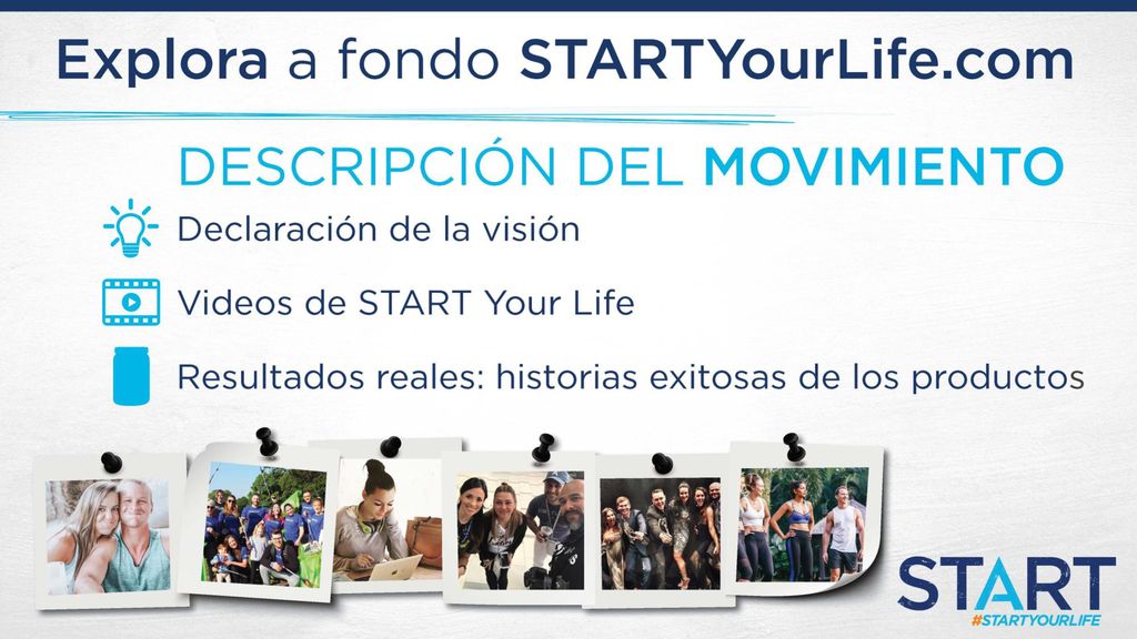 (Descripción de la visión y el movimiento) El sitio web comienza con la visión de START y presenta el movimiento STARTYourLife.