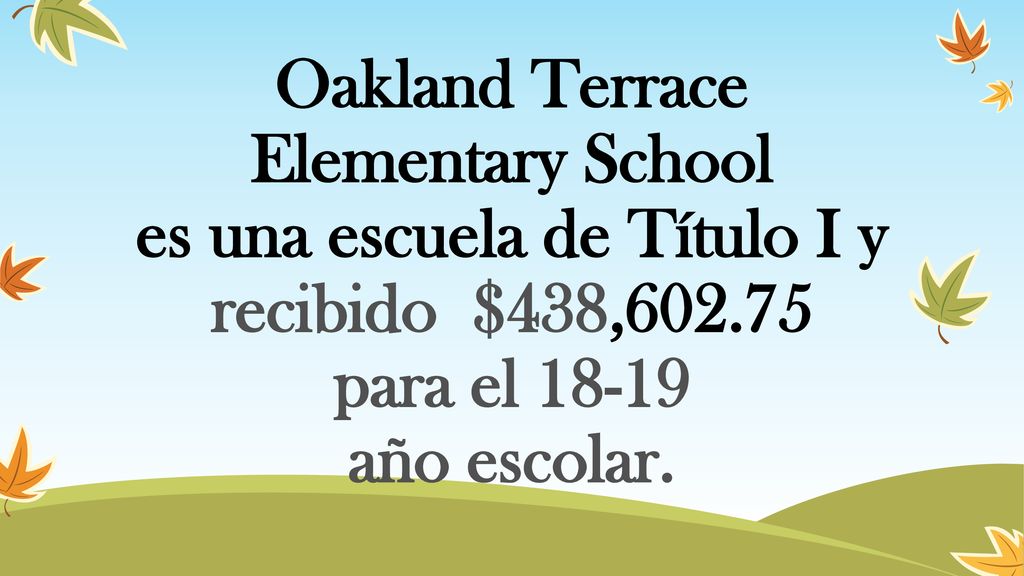 Oakland Terrace Elementary School es una escuela de Título I y recibido $438, para el año escolar.