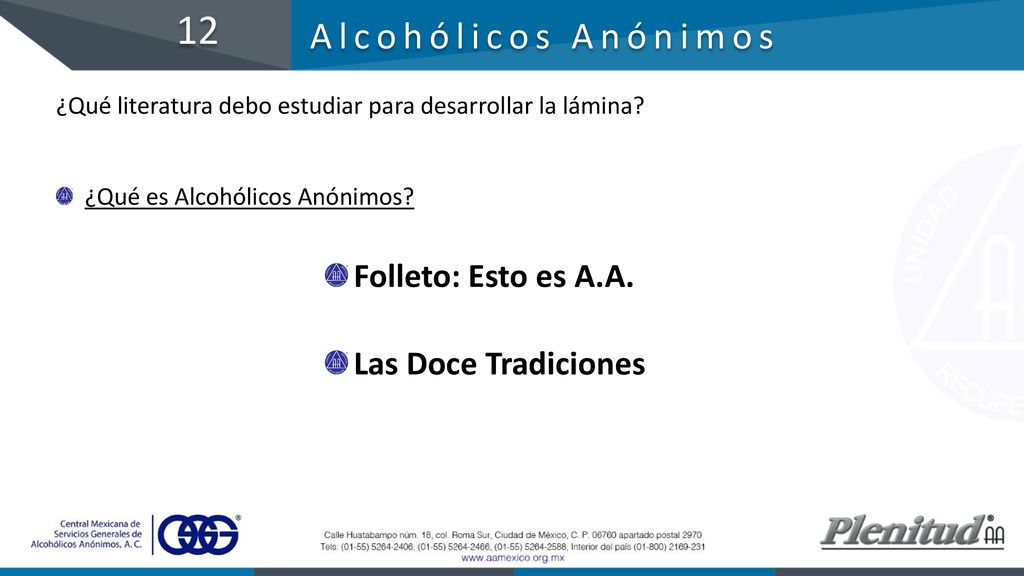 12 Alcohólicos Anónimos Folleto: Esto es A.A. Las Doce Tradiciones