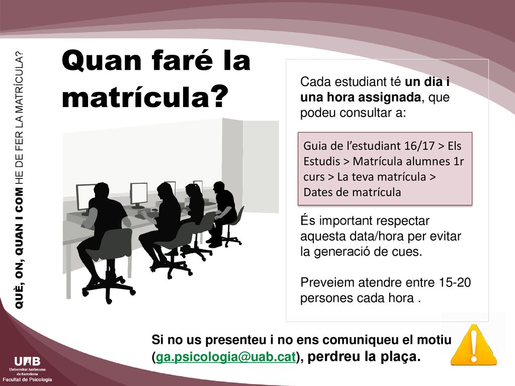 QUÈ, ON, QUAN I COM HE DE FER LA MATRÍCULA