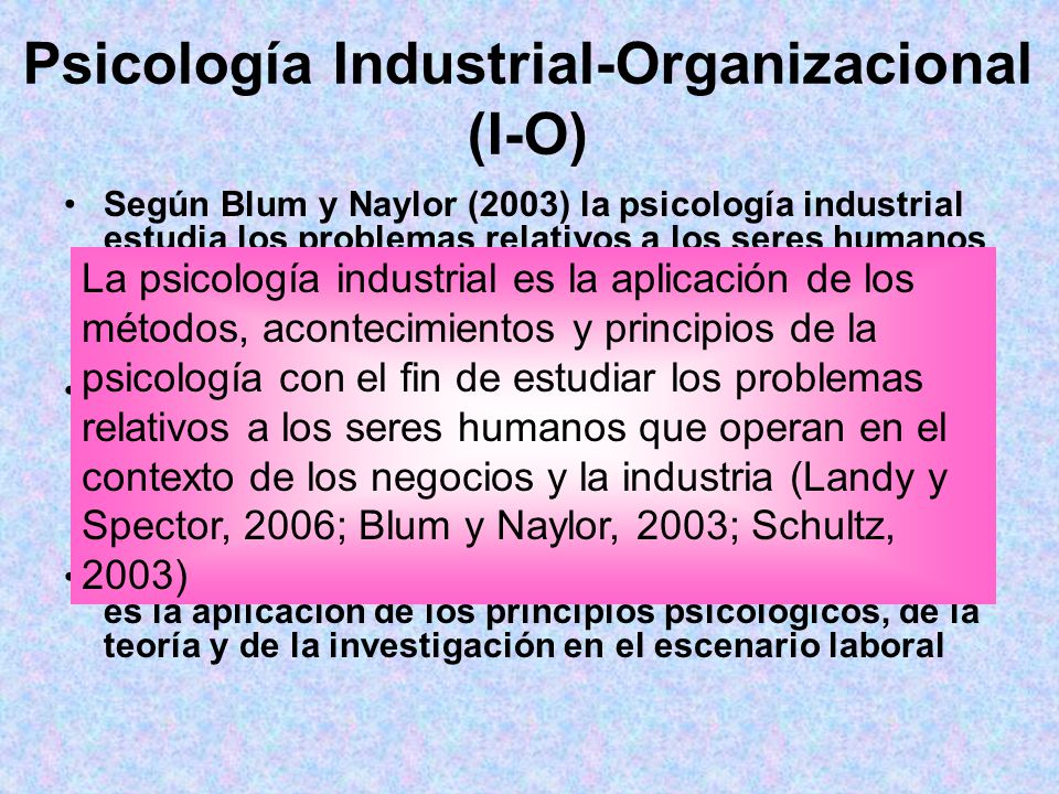 Psicología Industrial-Organizacional (I-O)