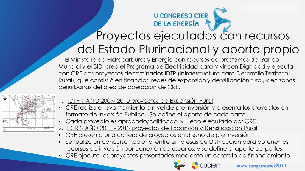 Proyectos ejecutados con recursos del Estado Plurinacional y aporte propio