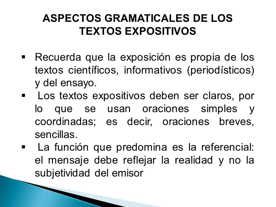 ASPECTOS GRAMATICALES DE LOS TEXTOS EXPOSITIVOS