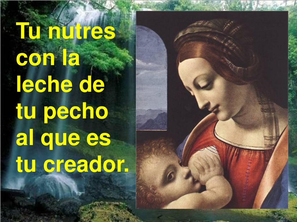 Tu nutres con la leche de tu pecho al que es tu creador.