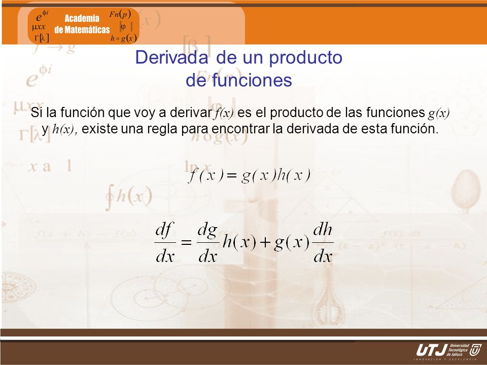 Derivada de un producto de funciones