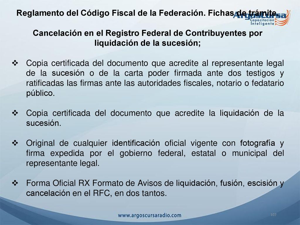 Reglamento del Código Fiscal de la Federación. Fichas de trámite.