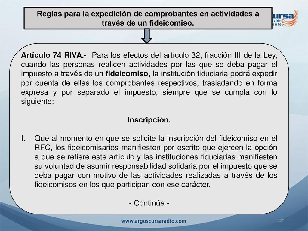 Reglas para la expedición de comprobantes en actividades a través de un fideicomiso.