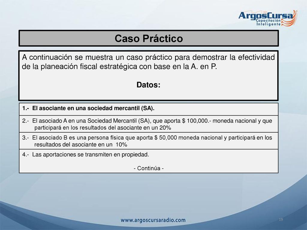 Caso Práctico A continuación se muestra un caso práctico para demostrar la efectividad de la planeación fiscal estratégica con base en la A. en P.