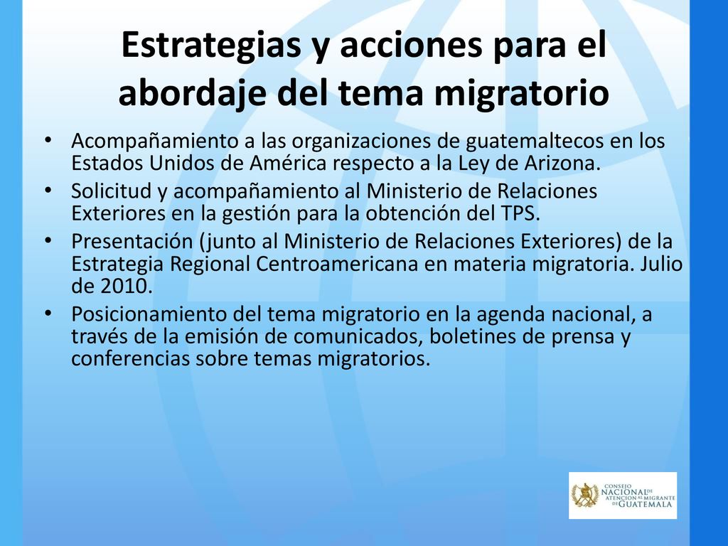 Estrategias y acciones para el abordaje del tema migratorio