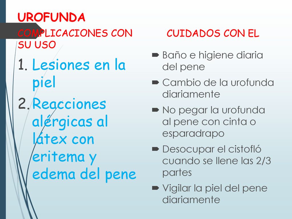 Reacciones alérgicas al látex con eritema y edema del pene