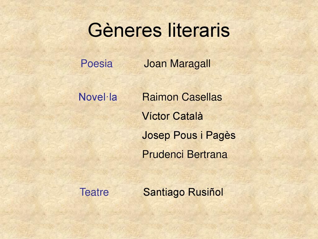 Gèneres literaris Poesia Joan Maragall Novel·la Raimon Casellas