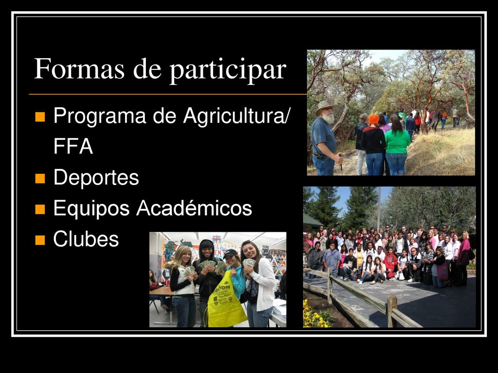 Formas de participar Programa de Agricultura/ FFA Deportes