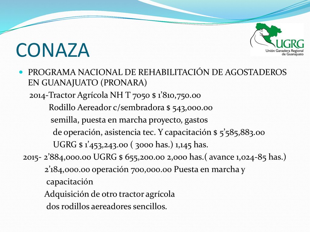 CONAZA PROGRAMA NACIONAL DE REHABILITACIÓN DE AGOSTADEROS EN GUANAJUATO (PRONARA) 2014-Tractor Agrícola NH T 7050 $ 1’810,