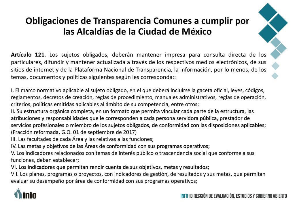 Obligaciones de Transparencia Comunes a cumplir por las Alcaldías de la Ciudad de México