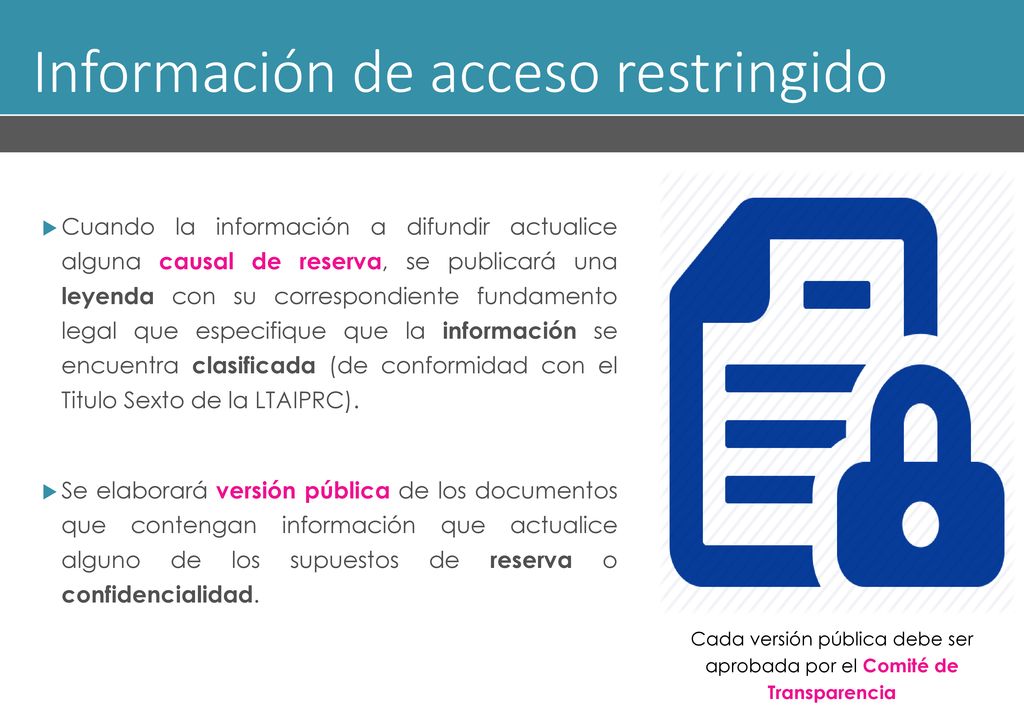 Cada versión pública debe ser aprobada por el Comité de Transparencia