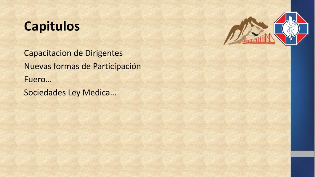 Capitulos Capacitacion de Dirigentes Nuevas formas de Participación Fuero… Sociedades Ley Medica…