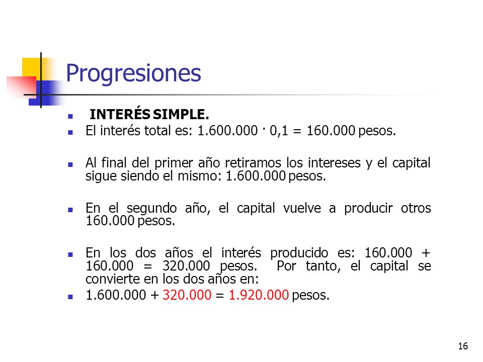 Progresiones INTERÉS SIMPLE.