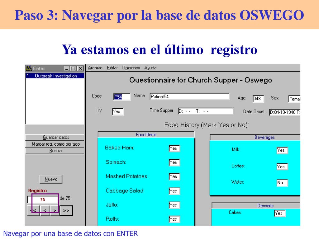 Paso 3: Navegar por la base de datos OSWEGO