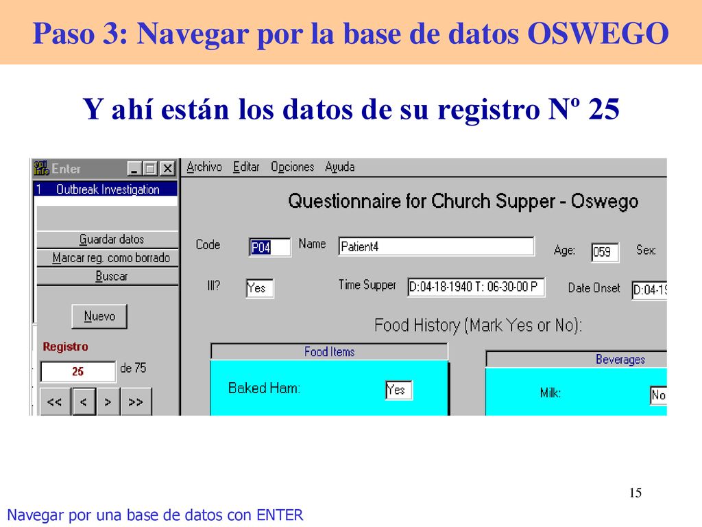 Paso 3: Navegar por la base de datos OSWEGO