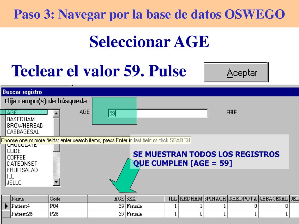 Paso 3: Navegar por la base de datos OSWEGO