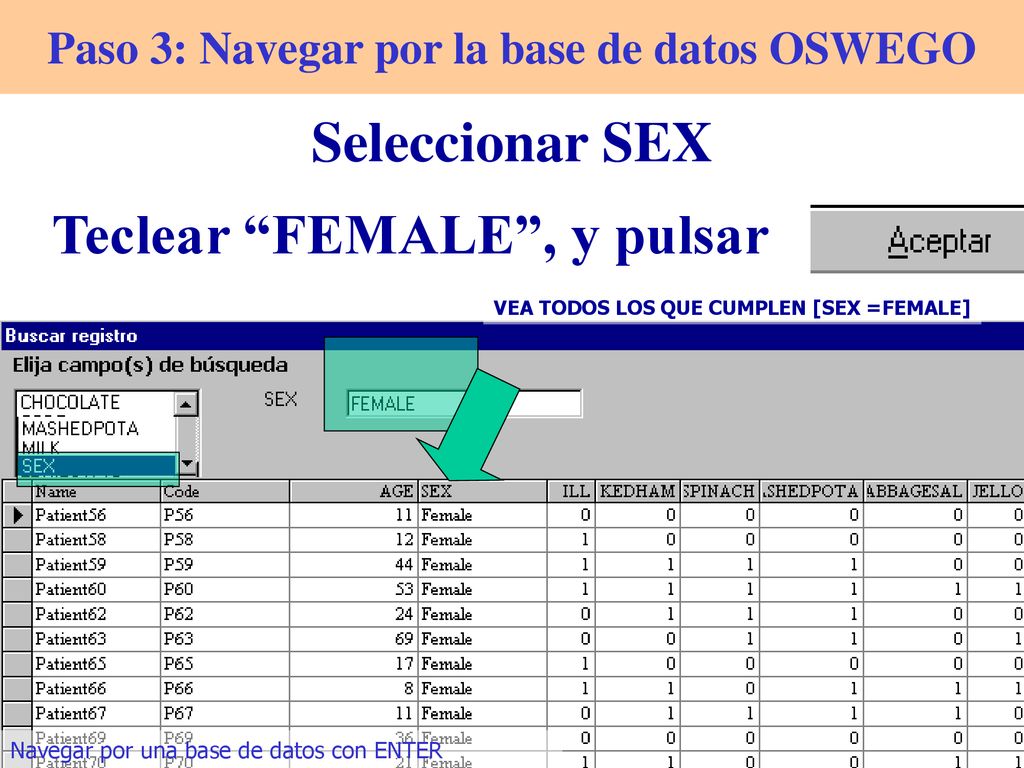 Paso 3: Navegar por la base de datos OSWEGO