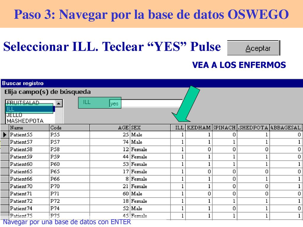 Paso 3: Navegar por la base de datos OSWEGO