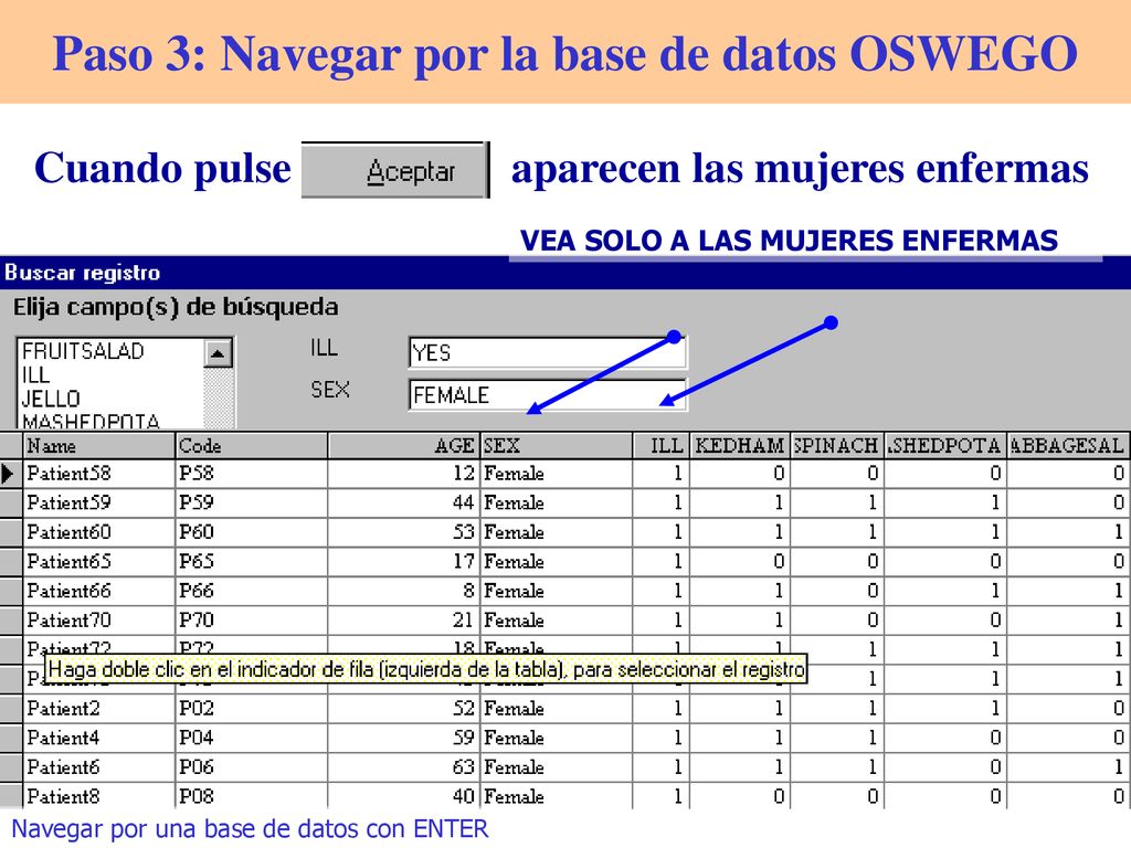 Paso 3: Navegar por la base de datos OSWEGO