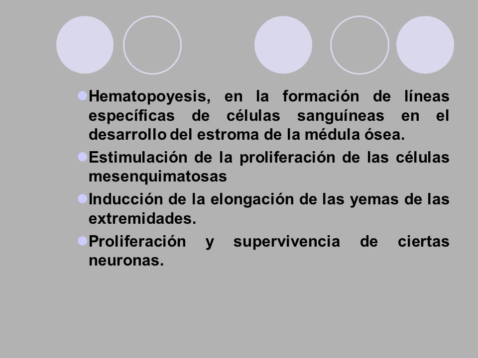 Hematopoyesis, en la formación de líneas específicas de células sanguíneas en el desarrollo del estroma de la médula ósea.