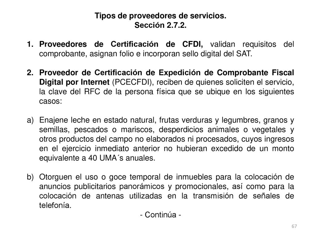 Tipos de proveedores de servicios.