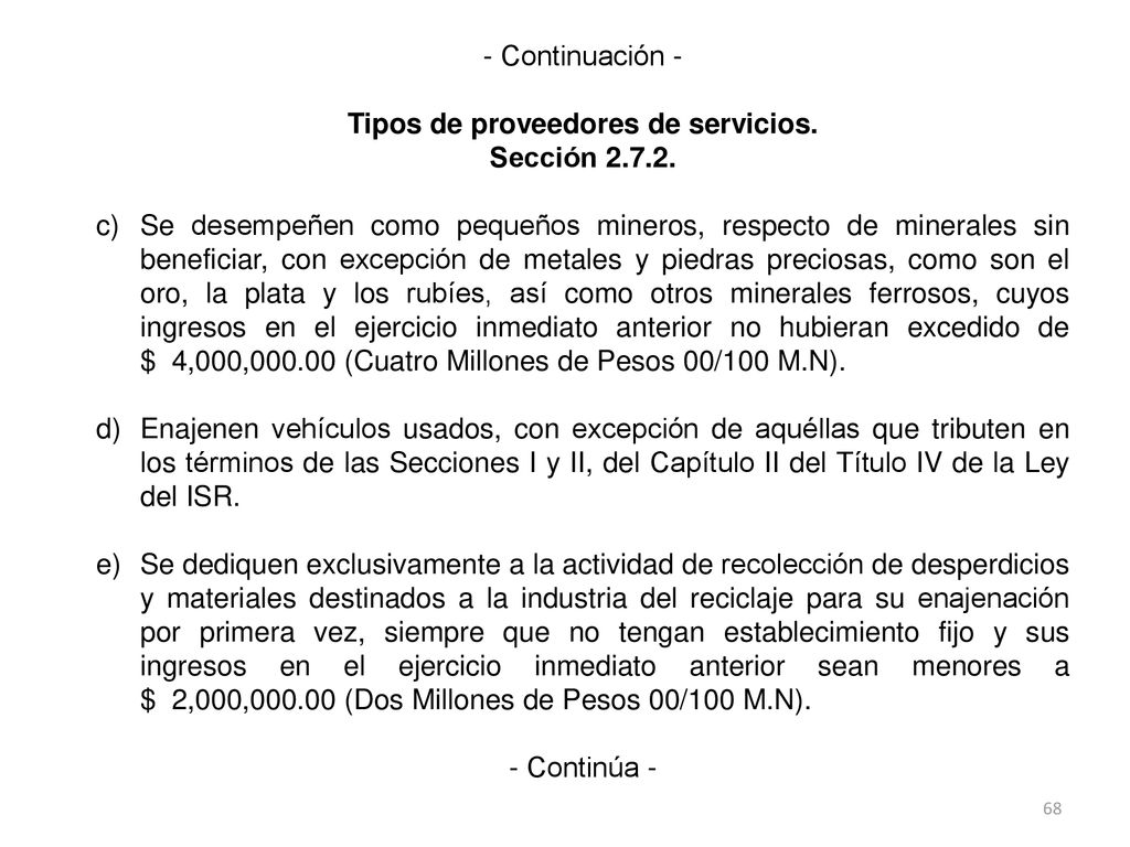 Tipos de proveedores de servicios.