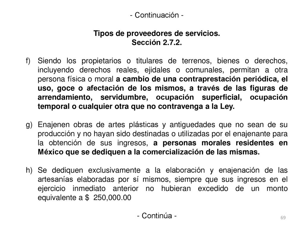 Tipos de proveedores de servicios.