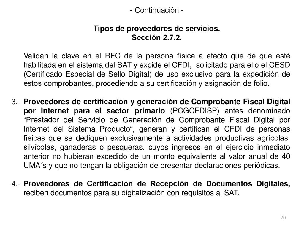 Tipos de proveedores de servicios.