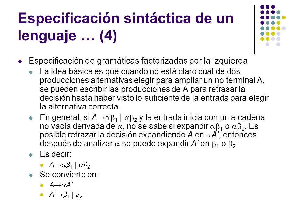 Especificación sintáctica de un lenguaje … (4)