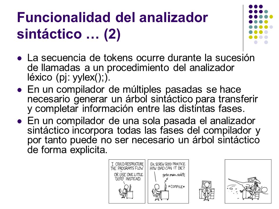 Funcionalidad del analizador sintáctico … (2)