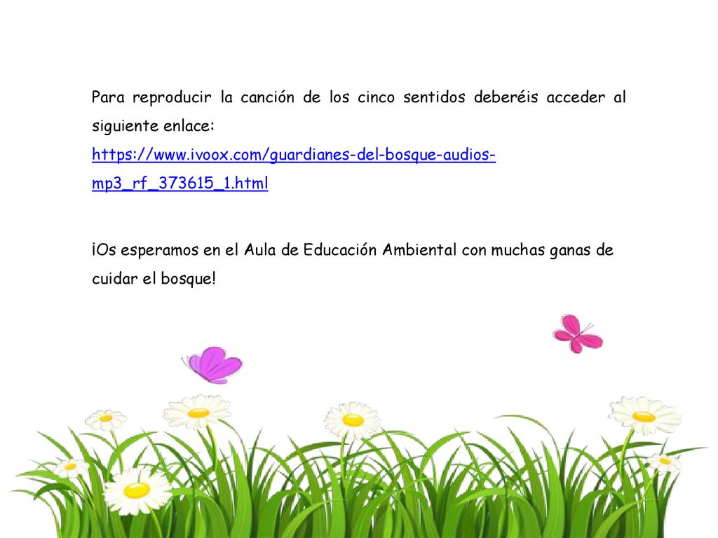 Para reproducir la canción de los cinco sentidos deberéis acceder al siguiente enlace: