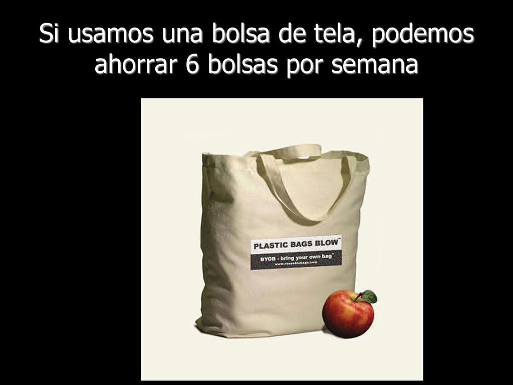 Si usamos una bolsa de tela, podemos ahorrar 6 bolsas por semana