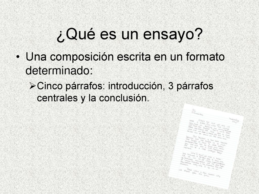 ¿Qué es un ensayo Una composición escrita en un formato determinado: