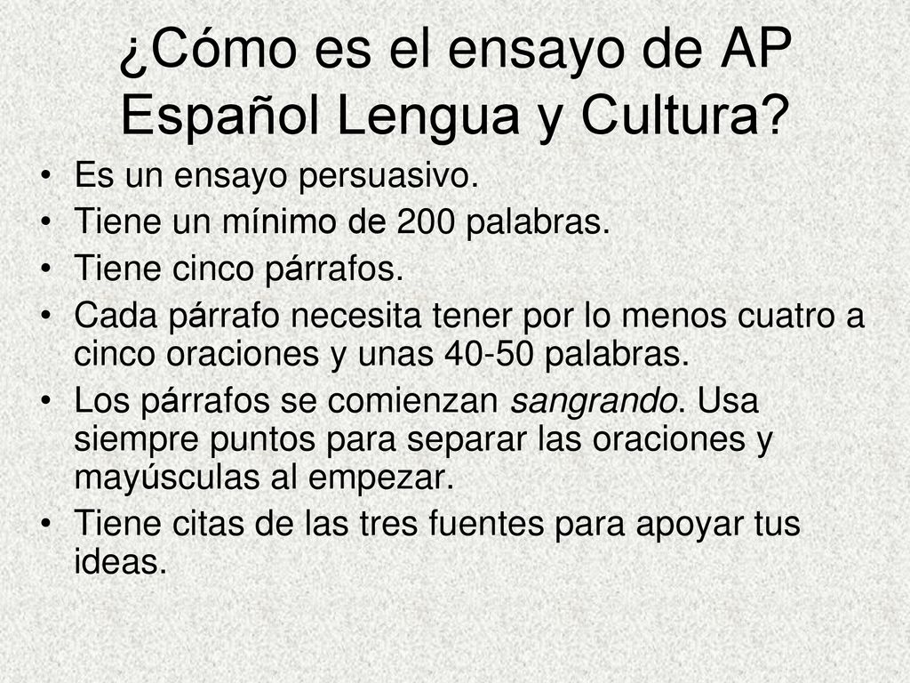 ¿Cómo es el ensayo de AP Español Lengua y Cultura
