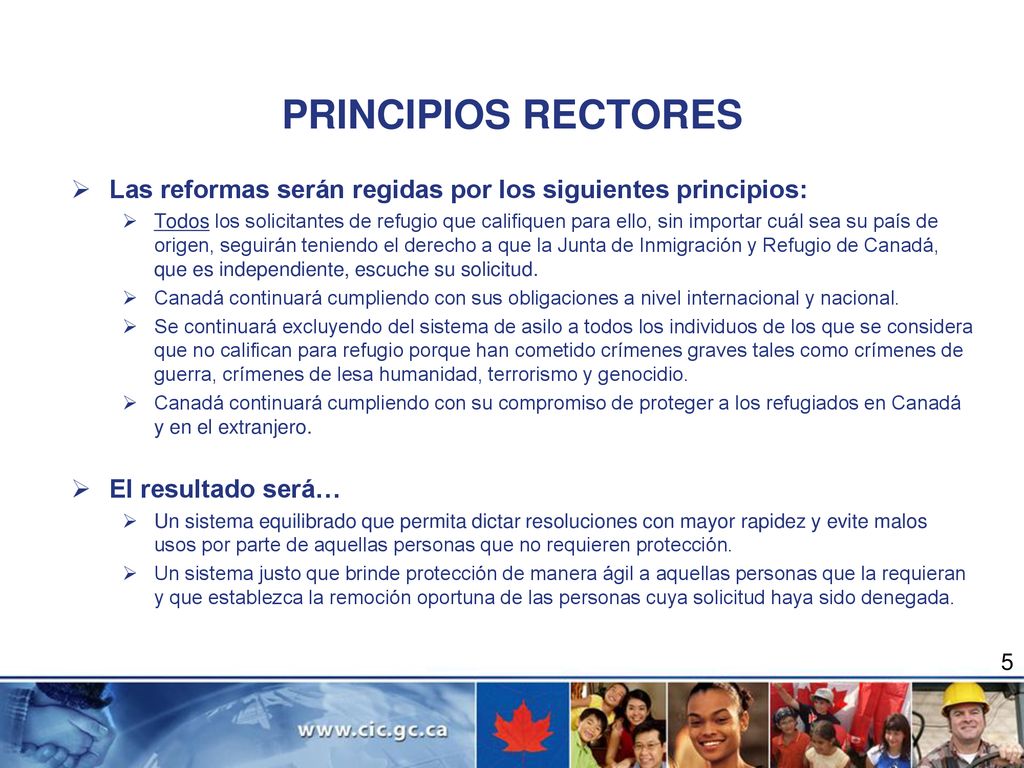 PRINCIPIOS RECTORES Las reformas serán regidas por los siguientes principios: