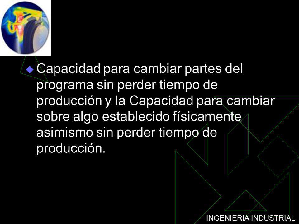 Capacidad para cambiar partes del programa sin perder tiempo de producción y la Capacidad para cambiar sobre algo establecido físicamente asimismo sin perder tiempo de producción.