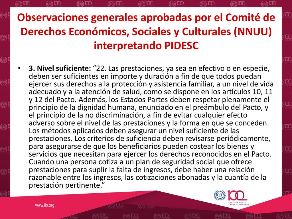 Observaciones generales aprobadas por el Comité de Derechos Económicos, Sociales y Culturales (NNUU) interpretando PIDESC