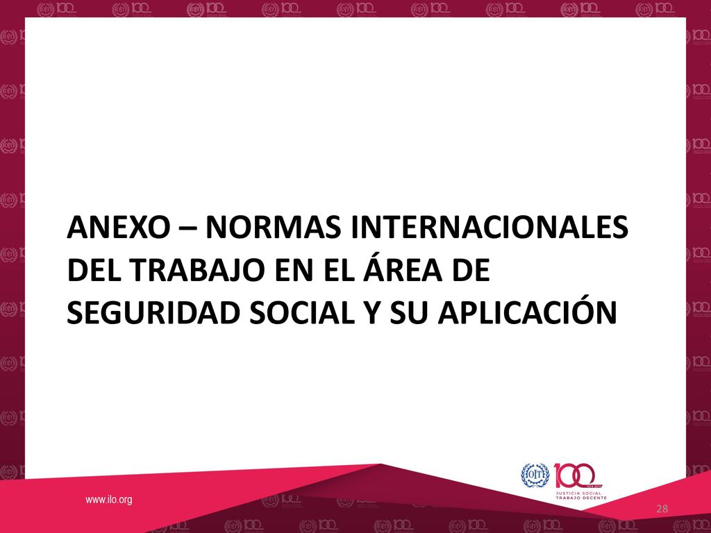 Anexo – normas internacionales del trabajo en el área de seguridad social y su aplicación